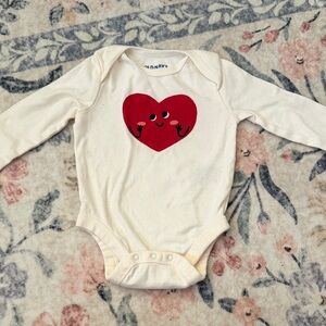 Old Navy Cream Bodysuit with Red Heart